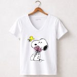 Peanuts Snoopy Mothers Love Flowers 5 Womens V Neck