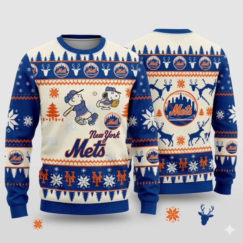 Peanuts Snoopy New York Mets Christmas Ugly Sweater 1.Jpg