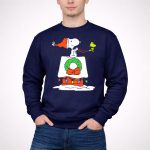 Peanuts Snoopy Santa Woodstock Christmas Wreath Doghouse Lights 3 Sweatshirt 1.jpg