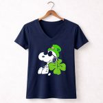 Peanuts Snoopy St Patricks Day Lucky Clover Hat 5 Womens V Neck