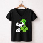 Peanuts Snoopy St Patricks Day Lucky Clover Hat 5 Womens V Neck1