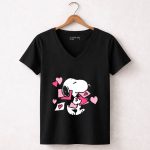 Peanuts Snoopy Valentines Hearts and Love Letters 7 Womens V Neck