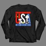 Peanuts Snoopy Woodstock Charlie Brown Red White Blue USA Stars 4 Long Sleeves