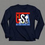 Peanuts Snoopy Woodstock Charlie Brown Red White Blue USA Stars 6 Long Sleeves