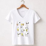 Peanuts Snoopy Woodstock Easter Spring Pattern 5 Womens V Neck