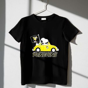 Peanuts Snoopy Woodstock Pittsburgh Penguins Driving Car Flag Shirt