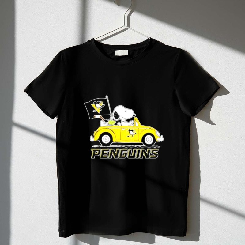 Peanuts Snoopy Woodstock Pittsburgh Penguins Driving Car Flag 1 T Shirt