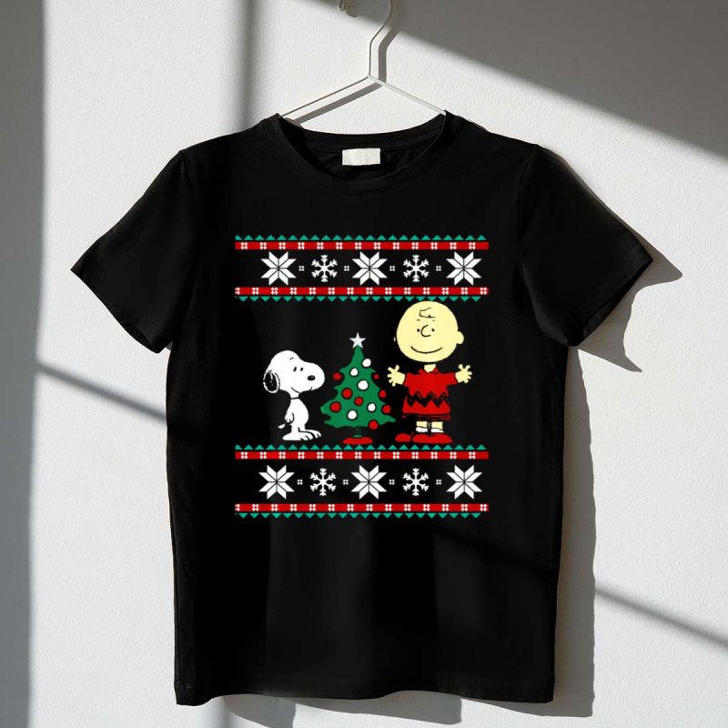 Peanuts Snoopy And Charlie Brown Christmas Snowflakes Ugly 1 T Shirt 1.Jpg