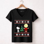 Peanuts Snoopy and Charlie Brown Christmas Snowflakes Ugly 7 Womens V Neck 1.jpg
