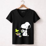 Peanuts Snoopy and Woodstock Painting Easter Eggs 5 Womens V Neck1