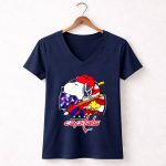 Peanuts Snoopy and Woodstock Washington Capitals For 4th Of July 5 Womens V Neck.jpg