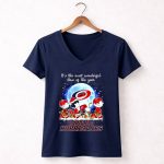 Peanuts Snoopy its the most wonderful time of the year Carolina Hurricanes Hockey 5 Womens V Neck.jpg