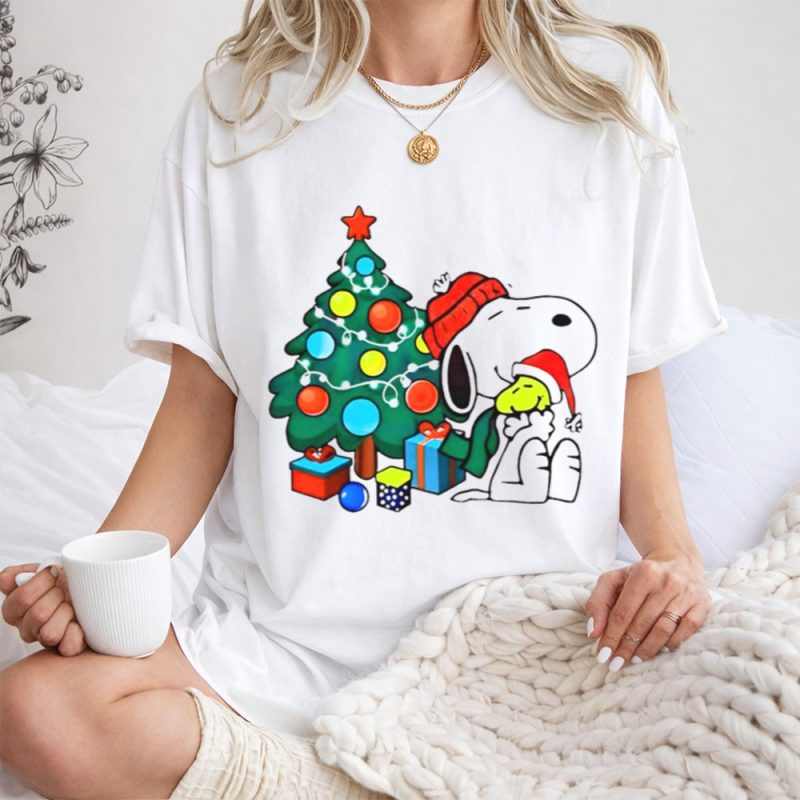 Peanuts Snoopy With Woodstock And Christmas Tree And Gifts 1 T Shirt 1.Jpg