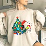 Peanuts Snoopy with Woodstock and Christmas Tree and Gifts 3 Sweatshirt 1.jpg