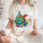 Peanuts Snoopy with Woodstock and Christmas Tree and Gifts T Shirt 7 1.jpg