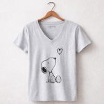 Peanuts Valentine Snoopy Heart Valentines Day 7 Womens V Neck