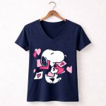 Peanuts Valentines Snoopy Carrying Hearts and Envelopes 5 Womens V Neck