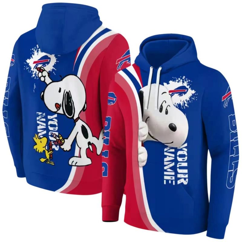 Personalized Buffalo Bills Peeking Snoopy All Over Print Hoodie 1.Jpg