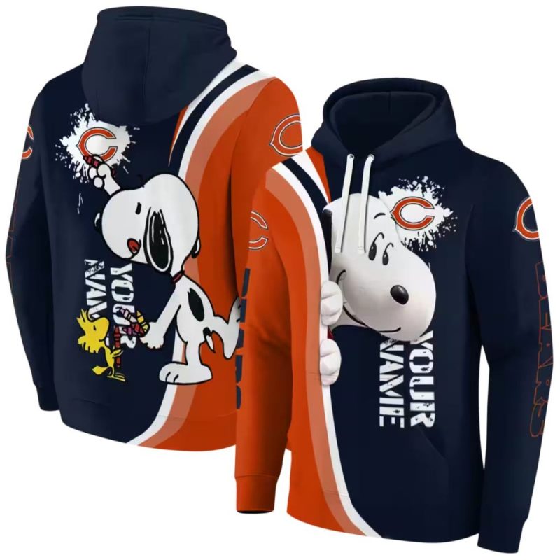 Personalized Chicago Bears Peeking Snoopy All Over Print Hoodie 1.Jpg