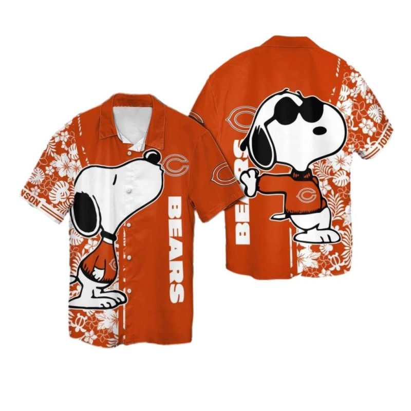 Personalized Chicago Bears Snoopy Floral Pattern Hawaiian Shirt 1.Jpg