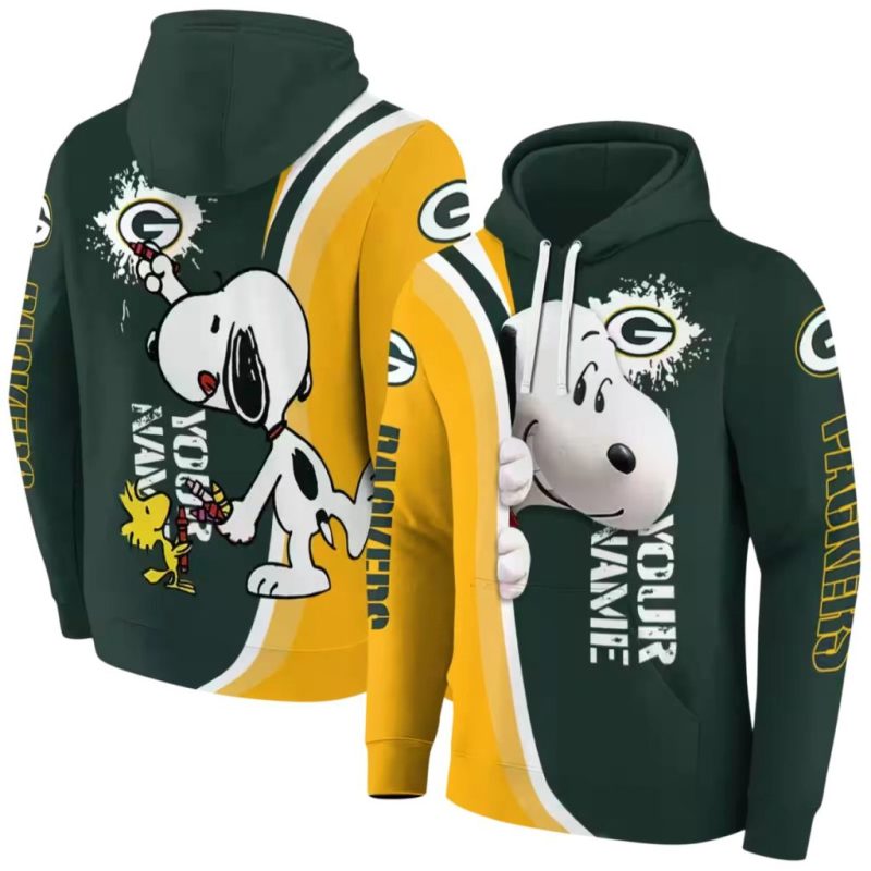 Personalized Green Bay Packers Peeking Snoopy All Over Print Hoodie 1.Jpg