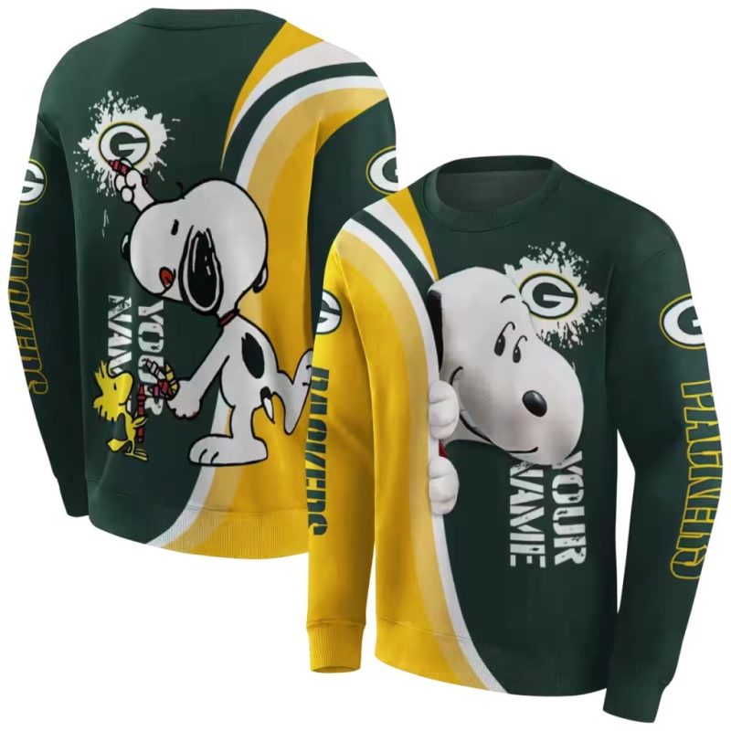 Personalized Green Bay Packers Peeking Snoopy All Over Print Sweatshirt 1.Jpg