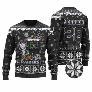 Personalized Las Vegas Raiders Snoopy House Ugly Sweater 1.jpg