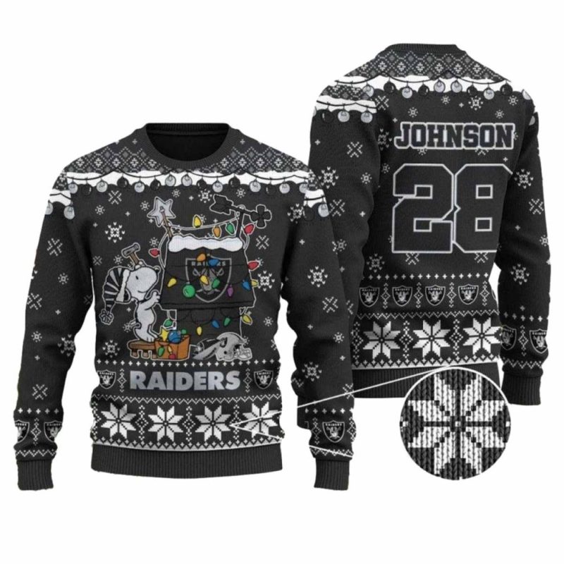 Personalized Las Vegas Raiders Snoopy House Ugly Sweater 1.Jpg