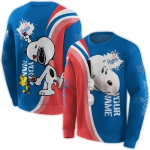 Personalized Los Angeles Dodgers Peeking Snoopy All Over Print Sweatshirt 1.jpg