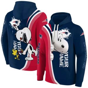 Personalized New England Patriots Peeking Snoopy and Woostock All Over Print Hoodie 1.jpg