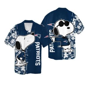 Personalized New England Patriots Snoopy Floral Hawaiian Shirt 1.jpg