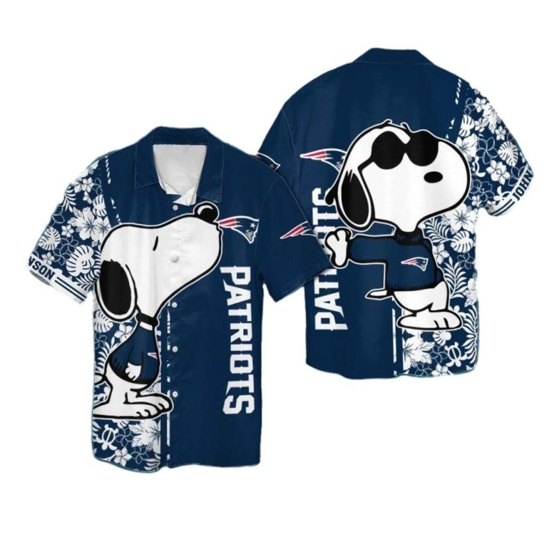 Personalized New England Patriots Snoopy Floral Hawaiian Shirt 1.Jpg