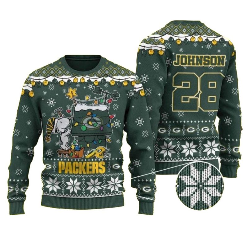 Personalized Snoopy Green Bay Packers Ugly Sweater 1.Jpg