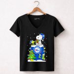Philadelphia 76ers Snoopy Christmas Present With Tree And Woodstock 7 Womens V Neck
