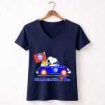 Philadelphia 76ers Snoopy Driving Car with Basketball and Flag 5 Womens V Neck