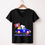 Philadelphia 76ers Snoopy Driving Car with Basketball and Flag 6 Womens V Neck