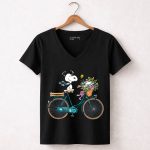 Philadelphia Eagles Snoopy Bicycle Flower Basket 1 T Shirt.jpeg 7 Womens V Neck