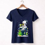 Philadelphia Eagles Snoopy Christmas Doghouse With Woodstock And Lights 5 Womens V Neck