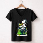 Philadelphia Eagles Snoopy Christmas Doghouse With Woodstock And Lights 5 Womens V Neck1