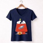 Philadelphia Eagles Snoopy Doghouse Football 5 Womens V Neck