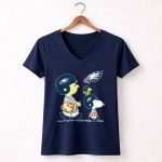 Philadelphia Eagles Snoopy and Woodstock Football Helmets 5 Womens V Neck