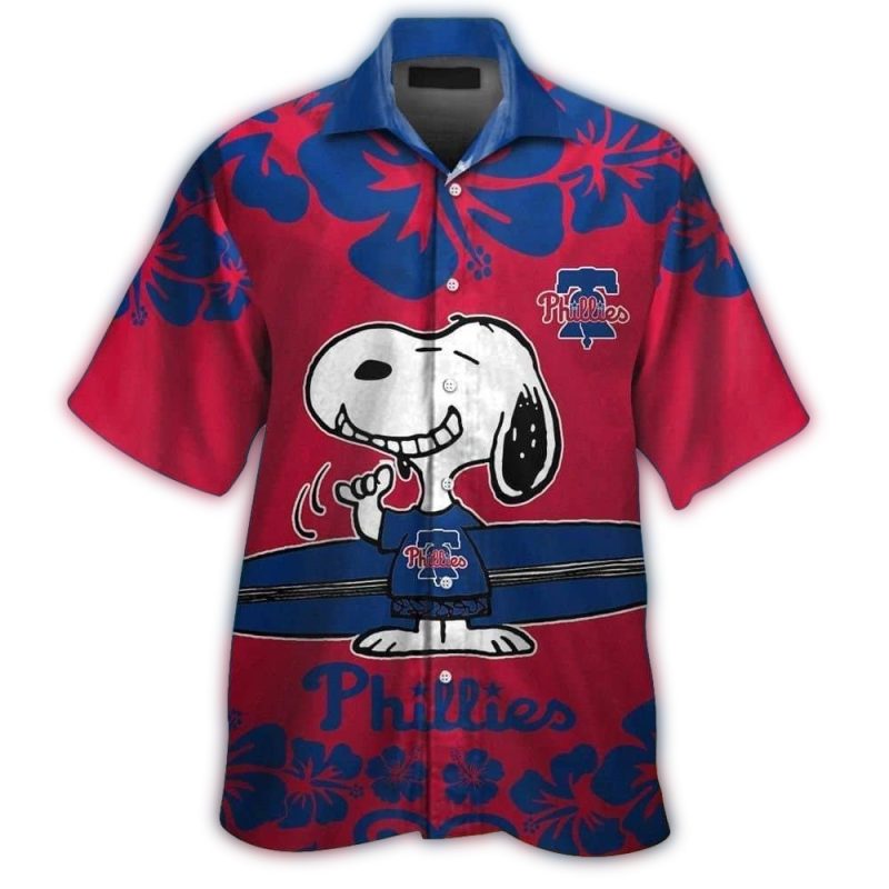 Philadelphia Phillies Snoopy Surf Floral Hawaiian Shirt 1.Jpg