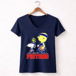 Pistons Basketball Snoopy And Woodstock Detroit Fans 5 Womens V Neck
