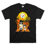 Pittsburgh Steelers Snoopy Charlie Brown Halloween Pumpkin Moon House T Shirt 6