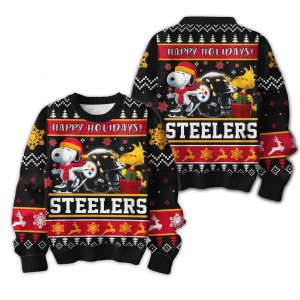 Pittsburgh Steelers Snoopy Happy Holiday Merry Christmas Football Ugly Sweater 1.png
