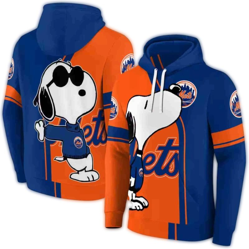 Playful Snoopy Kiss Logo New York Mets All Over Print Hoodie 1.Jpg