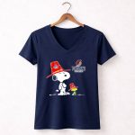 Portland Trail Blazers Snoopy Woodstock Red Hat 5 Womens V Neck