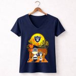 Raiders Halloween Snoopy Charlie Brown Pumpkin Moon 5 Womens V Neck