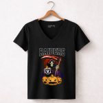 Raiders Reaper with Scythe and Pumpkins Halloween 7 Womens V Neck