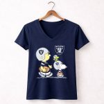 Raiders Snoopy Charlie Brown Woodstock Football Team Helmets 5 Womens V Neck
